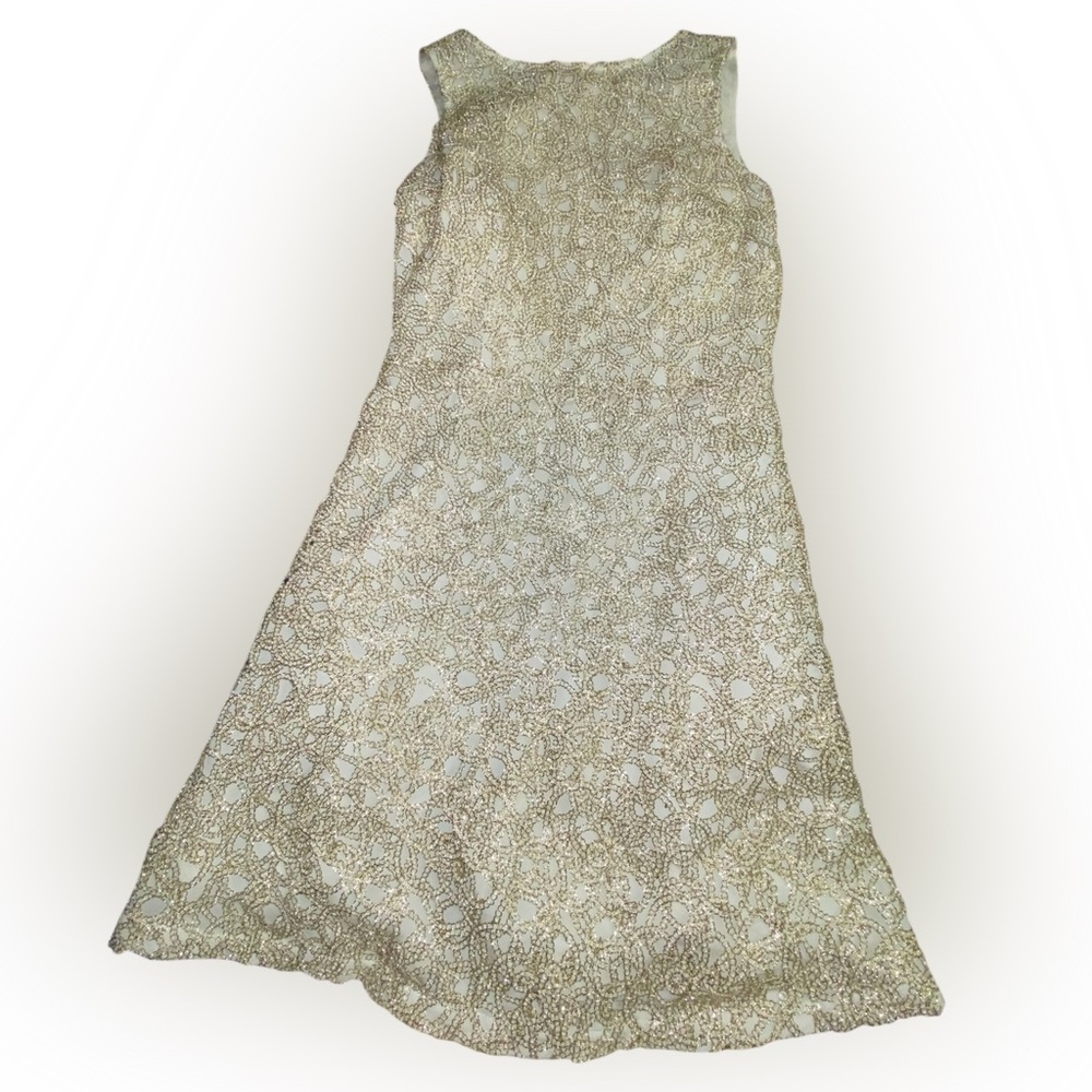 RSVP White and Gold Textured Dress
